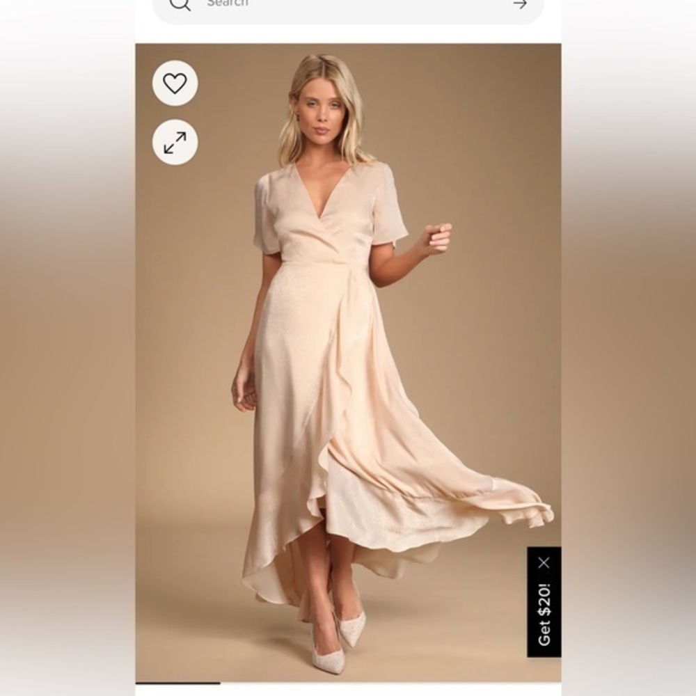 Lulus Forever Elegant Satin Ruffled Maxi Dress Light Peach Blush Pink Medium